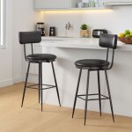Tabourets de bar, lot de 2, tabourets avec dossier et repose - pieds, chaise de bar pour cuisine et bar, ...