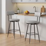 Tabourets de bar, lot de 2, tabourets avec dossier et repose - pieds, chaise de bar pour cuisine et bar, ...