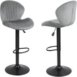 Tabouret bar lot de 2, r�glable en hauteur, tabouret de bar pivotant, respirant et anti - salissures, ...