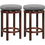 Tabouret de bar lot de 2 rotatif  360, tabouret haut rond en bois avec sige rembourr & repose - pieds, ...