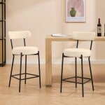 Tabouret de bar - lot de 2 - si�ge rembourr� - style moderne mi - si�cle - hauteur 66 cm - beige