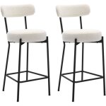 Tabouret de bar - lot de 2 - si�ge rembourr� - style moderne mi - si�cle - hauteur 66 cm - blanc