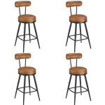 Tabouret de bar lot de 4 chaise de cuisine si�ge rembourr� design pu avec coutures style moderne mi - ...