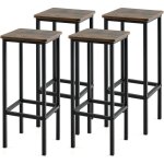 Costway - tabouret bar lot de 4, chaise de bar h72 cm, chaise haute bar avec repose - pieds, pieds en ...