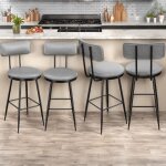 Tabourets de bar, lot de 4, tabourets avec dossier et repose - pieds, chaise de bar pour cuisine et bar, ...