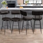 Tabourets de bar, lot de 4, tabourets avec dossier et repose - pieds, chaise de bar pour cuisine et bar, ...