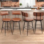 Tabourets de bar, lot de 4, tabourets avec dossier et repose - pieds, chaise de bar pour cuisine et bar, ...