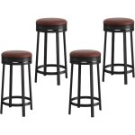 Tabouret de bar - lot de 4 - noir - pivotants 360� - hauteur 62cm - design scandinave - marron