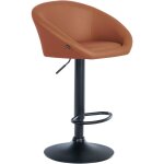 Tabouret de bar assise pivotante  360 hauteur rglable en pvc marron clair pitement en mtal noir ...
