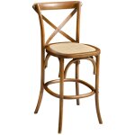 Tabouret de bar bistrot vintage en bois couleur noyer avec repose - pieds