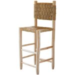 Tabouret de bar bois dossier damier naturel 40x40x108 cm Tabouret de bar bois dossier damier naturel 40x40x108 cm