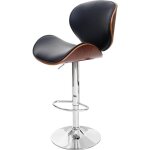 Tabouret de bar chaise de bar bois courbé design rétro aspect noyer pvc noir 040001218 Tabouret de bar chaise de bar bois courbé design rétro aspect noyer pvc noir 040001218