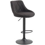 Tabouret de bar chaise haute x 1 avec coutures d�coratives assise en tissu gris fonc� pieds noir 100005089 ...