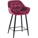 Tabouret de bar chaise haute x1 assise effet capitonne en velours bordeaux et mtal noir 100004887