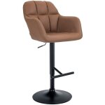 Tabouret de bar chaise haute x1 fonction rotation 360 en pvc marron clair avec coutures dcoratives ...