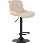 Dcoshop26 - tabouret de bar chaise haute x1 en pvc crme coutures verticales support en mtal noir 100005099 ...