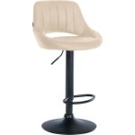 Tabouret de bar chaise haute x1 r�glables en pvc cr�me dossier ajour� et pied m�tal noir 100006595
