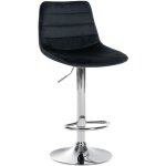 Tabouret de bar chaise haute x1 avec repose - pieds incurv� en velours noir structure m�tallique chrom� ...