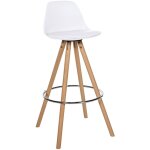Tabouret de bar chaise haute x1 repose - pieds style scandinave en plastique et pvc blanc structure en ... Tabouret de bar chaise haute x1 repose - pieds style scandinave en plastique et pvc blanc structure en ...