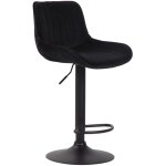 Tabouret de bar chaise haute x1 en velours noir coutures verticales support en m�tal noir 100005114
