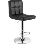 Tabouret bar, chaise de bar pivotante en cuir pu, hauteur rglable 65 - 85 cm, sige rembourr, dossier ...