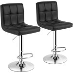 Tabouret bar, chaise de bar pivotante en cuir pu, hauteur rglable 65 - 85 cm, sige rembourr, dossier ...