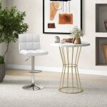 Tabouret de bar cuir pu hauteur r�glable si�ge pivotant 360� base m�tal antid�rapant blanc cwxt2789 design ...