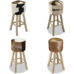 Tabouret de bar cuir v�ritable et bois de teck solide - tabouret de bar - chaise de bar - fauteuil de ...