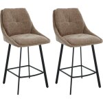 Tabouret de bar lot de 2 chaises de bar haute cuisine avec coussin confortable et pied m�tal pour ilot ...