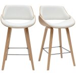 Tabourets de bar design blancs et bois clair h70 cm (lot de 2) clash Tabourets de bar design blancs et bois clair h70 cm (lot de 2) clash