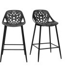 Tabourets de bar design avec motif baroque noir h66 cm (lot de 2) barocca
