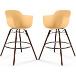 Tabourets de bar - design scandinave - pieds en bois sombre - lot de 2 - nordika orange p�le