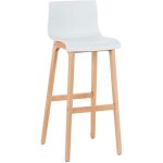 D�coshop26 - tabouret de bar design scandinave x1 structure de 4 pieds en bois assise en plastique blanc ...