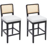Wahson office chairs - tabourets de bar avec dossier en rotin lot de 2 tabourets de comptoir en chenille ...