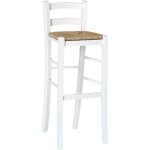 Okaffarefatto - tabouret de bar en bois blanc avec assise en paille h 80 cm