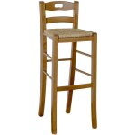 Okaffarefatto - tabouret de bar en noyer clair avec poign�e h 80 cm assise en paille