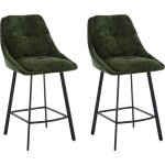 Tabouret de bar lot de 2 chaises de bar haute cuisine avec coussin confortable et pied mtal pour ilot ...