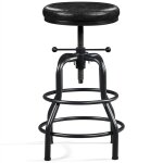 Tabouret de bar industriel en similicuir tabouret haut rond rglable en hauteur avec deux repose - pieds ...