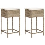 Vidaxl - tabourets de bar jardin avec coussins lot de 2 beige poly rotin