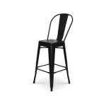 Kosmi - tabouret de bar en métal noir mat style industriel - dossier haut - hauteur 66cm Kosmi - tabouret de bar en métal noir mat style industriel - dossier haut - hauteur 66cm