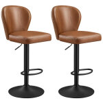 Tabouret de bar pivotant � 360� lot de 2 hauteur r�glable avec dossier pu avec coutures style moderne ...
