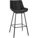 Dcoshop26 - tabouret de bar pivotant x1 avec repose - pieds revtement en pvc noir pitement  quatre ...