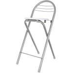 Tabouret de bar pliant de cuisine, chaise haute, repose - pieds blanc et gris
