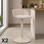 Tabouret de bar r�glable m�tal et tissu beige (lot de 2) leeds