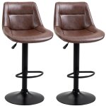Tabouret de bar r�glable pivotant - ensemble de 2 avec dossier - similicuir marron - hauteur ajustable ...