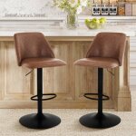 Tabourets de bar rglables et pivotants (lot de 2) - chaises de bar rembourres en simili cuir avec dossier ...