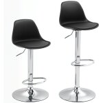 Tabouret de bar r�glable pivotant - structure acier - simili cuir noir - 2 pi�ces - 40 x 41 x 66 - 89 ...