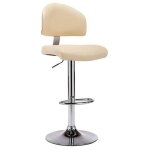 Tabouret de bar r�glable simili cuir cr�me et m�tal chrom� axim