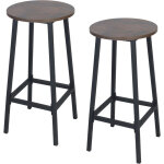 Tabourets de bar relaxdays, lot de 2, h x p : 65 x 32 cm, repose - pieds, aspect bois & m�tal, style ...