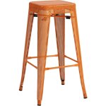 Dcoshop26 - tabouret de bar avec repose - pieds design industriel empilable en mtal perfor orange ...